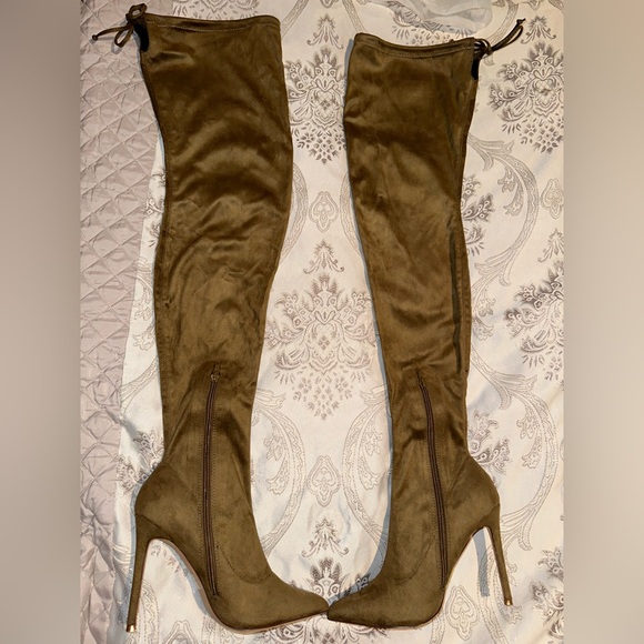 Women’s 8.5 Thigh High Over The Knee Stiletto Boots, 4.5 inch heel, Tan Color - Picture 1 of 6